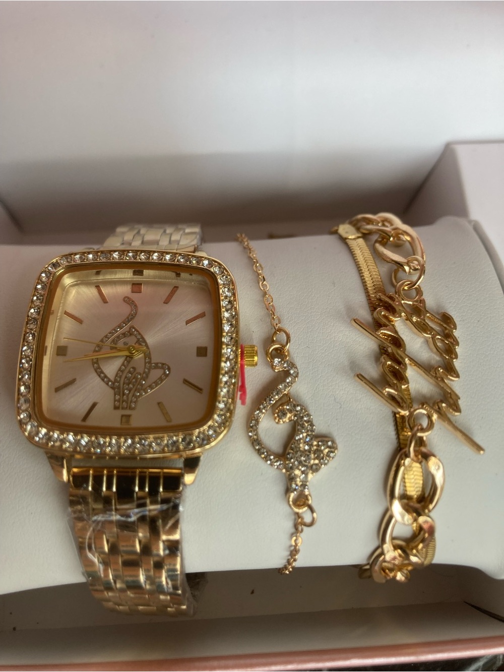 Baby Phat Gold-Tone Crystal Accent Women's Watch and Bracelet Trio